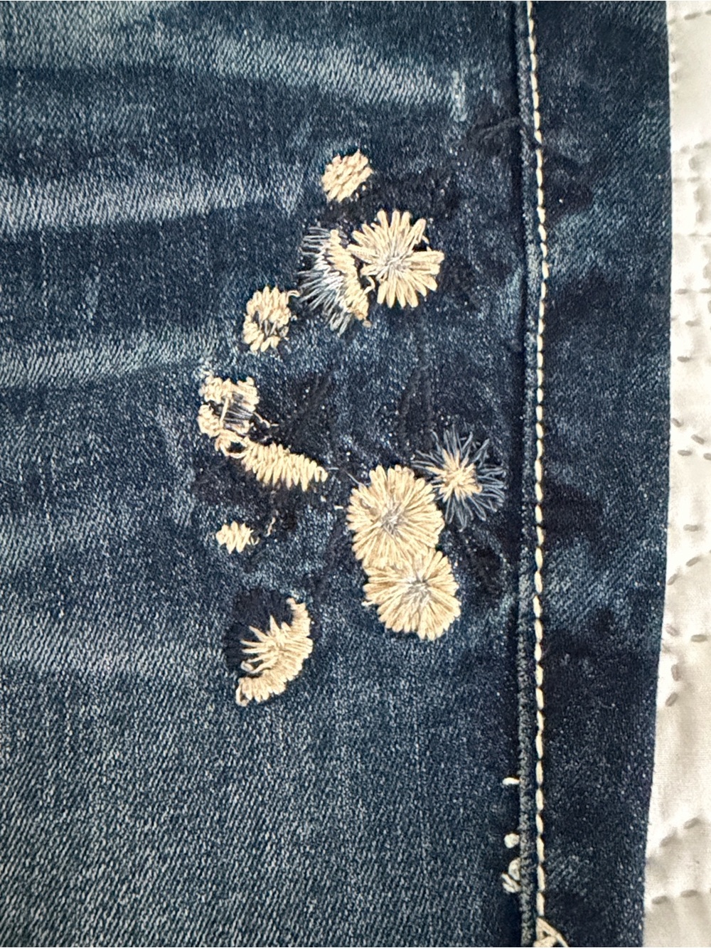 Vigoss Women's Faded Indigo Skinny Jeans with Embroidery - Picture 4 of 5